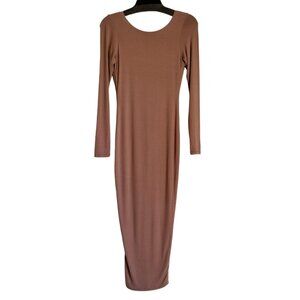 NW Naked Wardrobe Open Back Midi Dress Bodycon Long Sleeve COCO Small NW-D0317